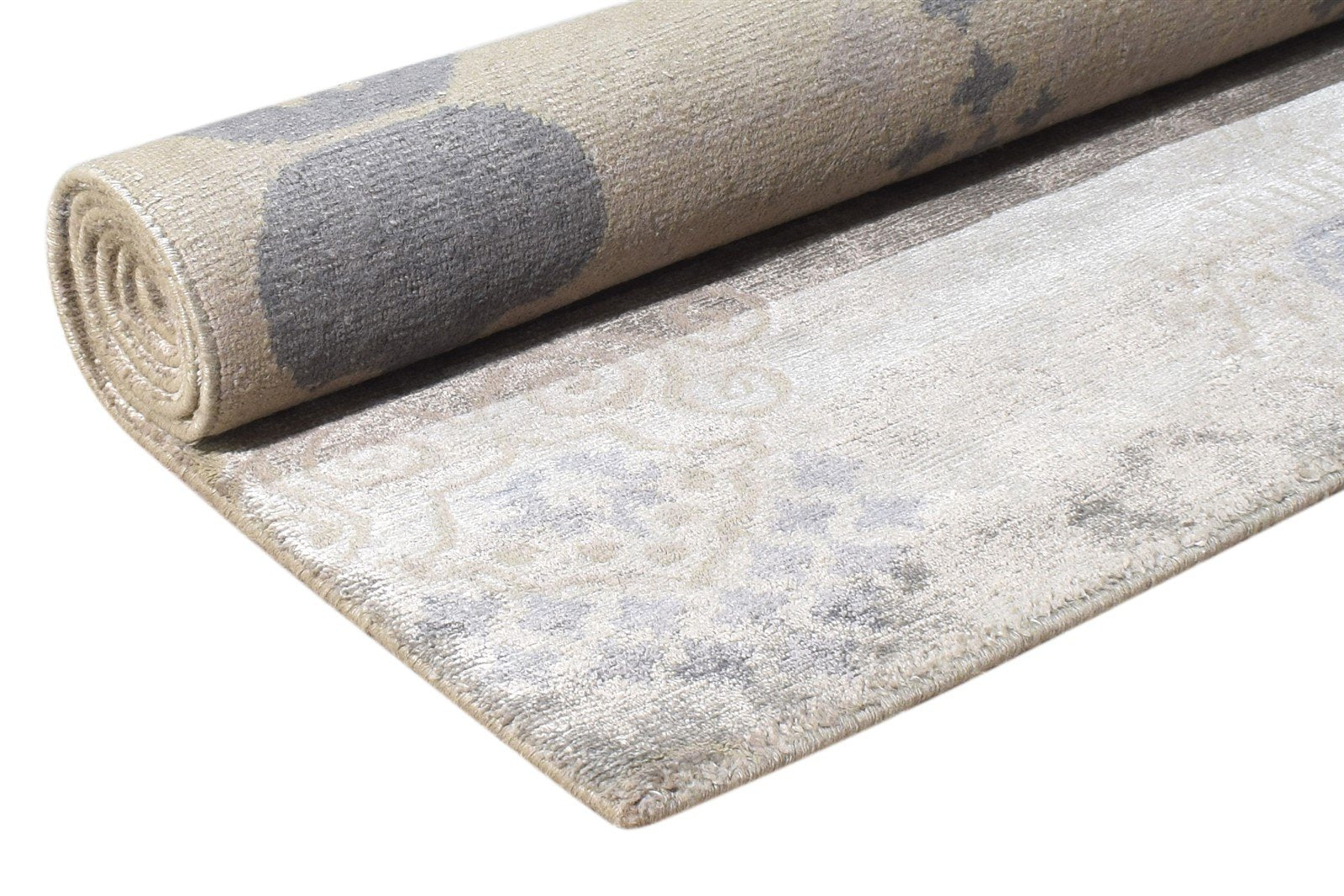 Silk Grey Rug 4' X 6' Modern Hand Knotted American Abstract Room Size Carpet Area Rug