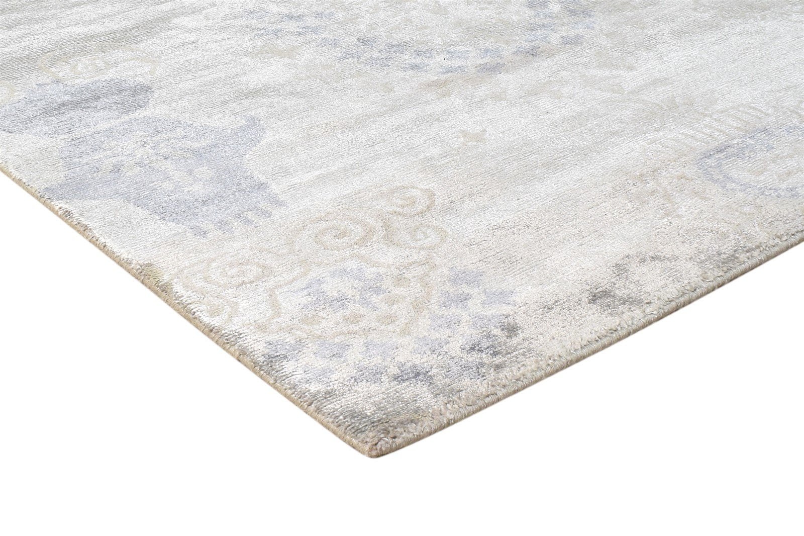 Silk Grey Rug 4' X 6' Modern Hand Knotted American Abstract Room Size Carpet Area Rug