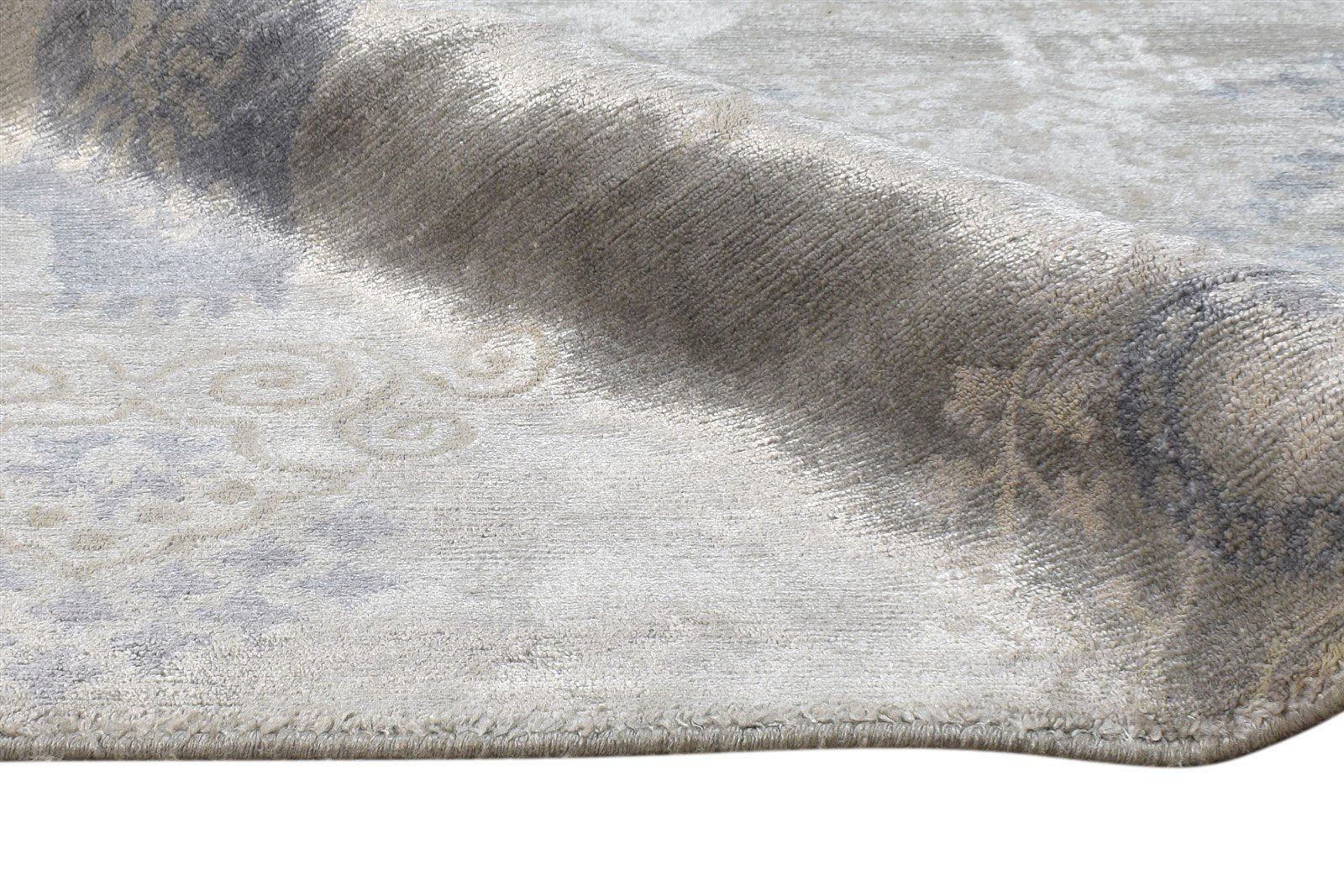Silk Grey Rug 4' X 6' Modern Hand Knotted American Abstract Room Size Carpet Area Rug