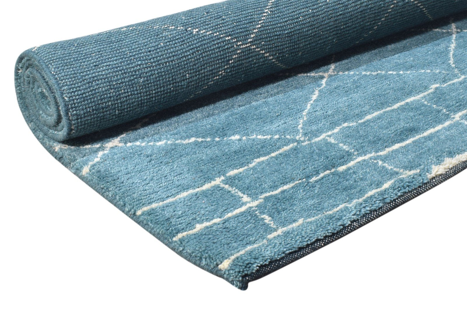 5' X 7' Rug Silk Blue Modern Hand Knotted Moroccan Abstract Room Size Carpet Area Rug