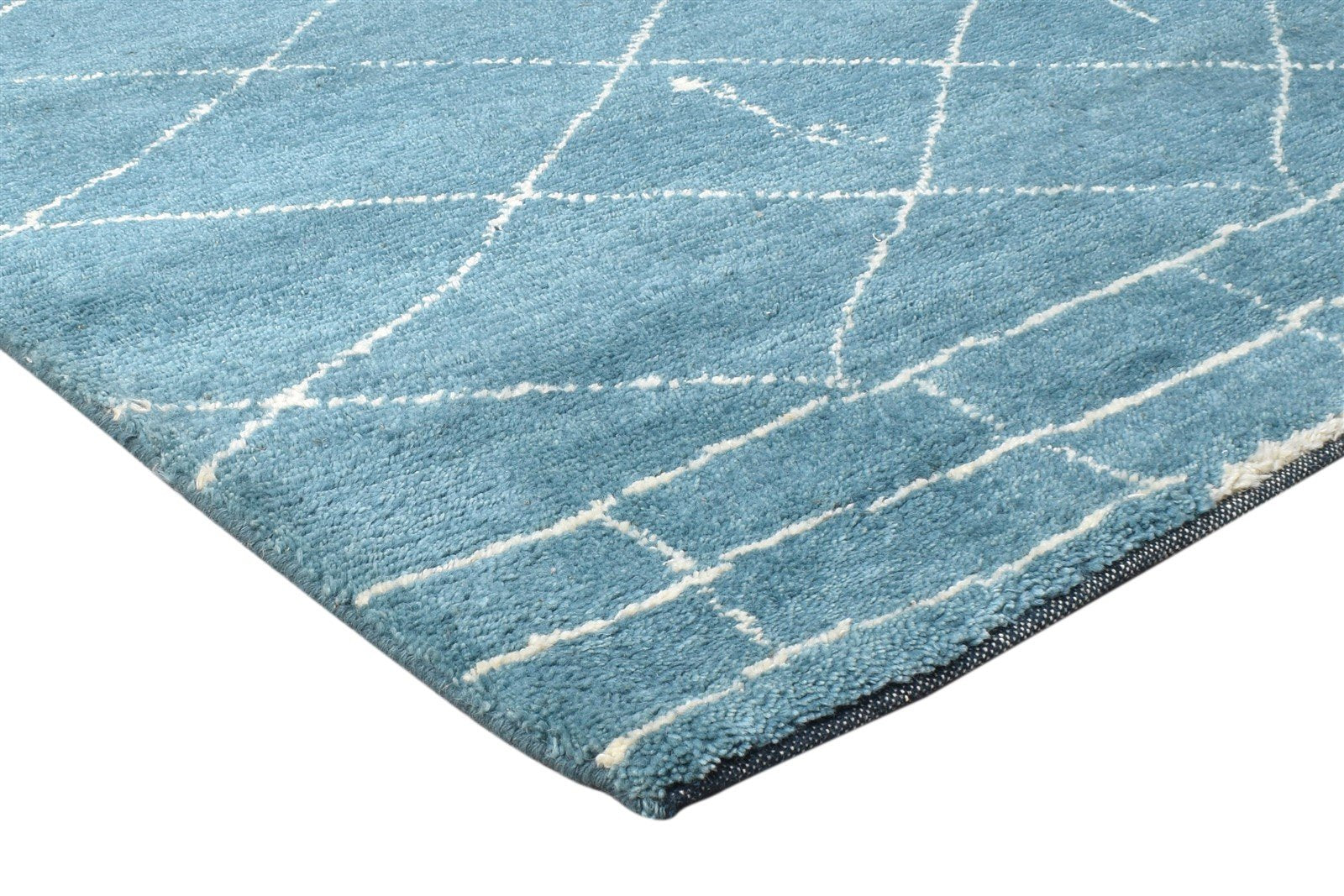 5' X 7' Rug Silk Blue Modern Hand Knotted Moroccan Abstract Room Size Carpet Area Rug