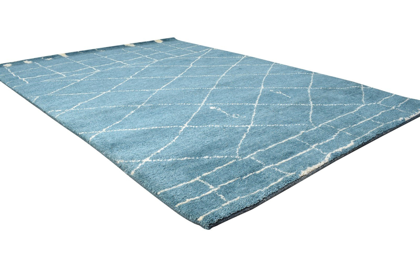 5' X 7' Rug Silk Blue Modern Hand Knotted Moroccan Abstract Room Size Carpet Area Rug