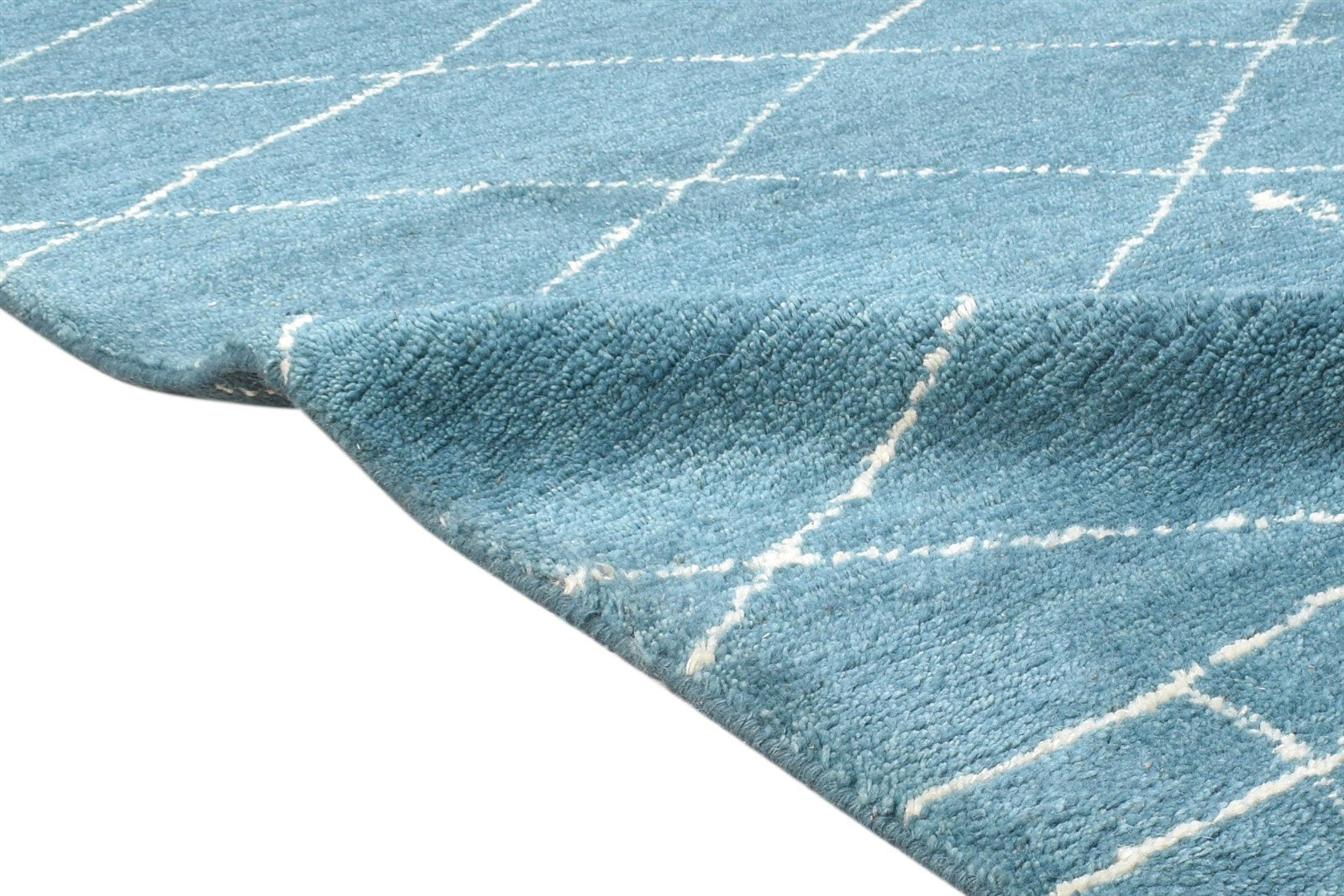 5' X 7' Rug Silk Blue Modern Hand Knotted Moroccan Abstract Room Size Carpet Area Rug