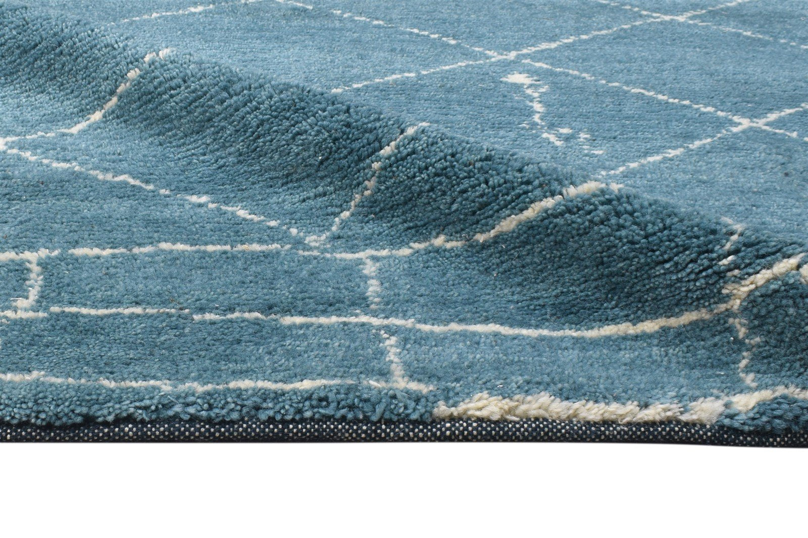 5' X 7' Rug Silk Blue Modern Hand Knotted Moroccan Abstract Room Size Carpet Area Rug
