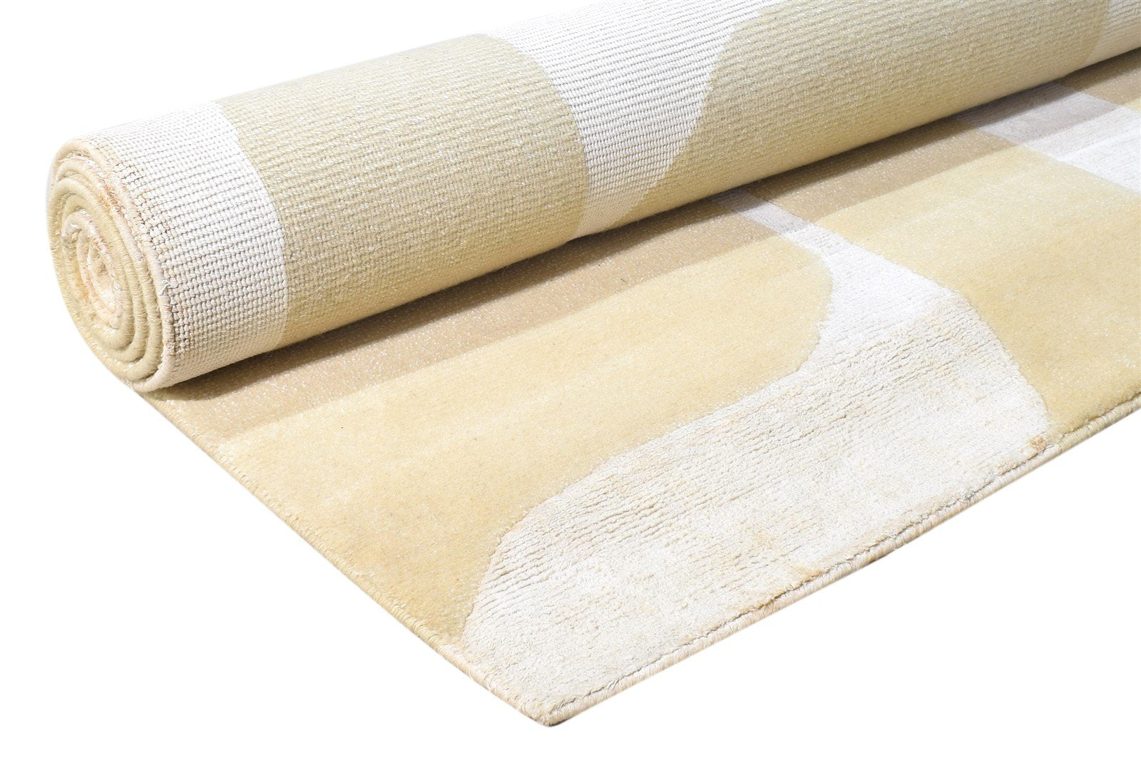 Hand Knotted Beige Wool / Silk Rug 6X8 Modern Scandinavian Abstract Room Size Area Rug
