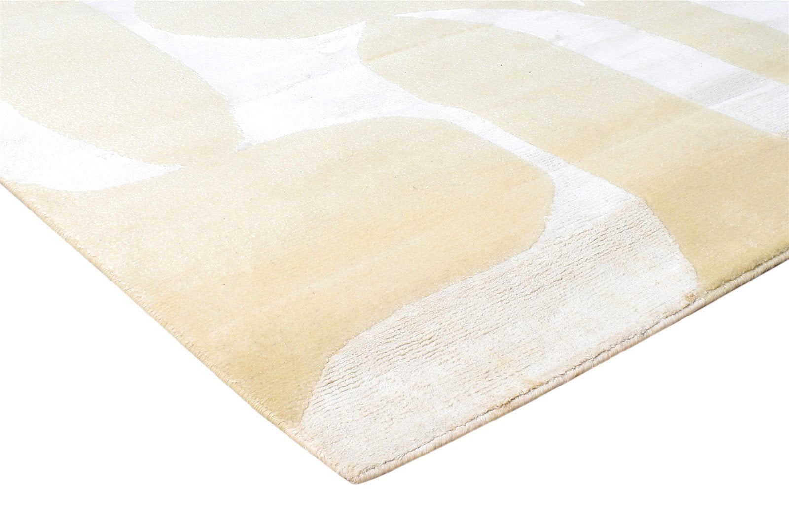 Hand Knotted Beige Wool / Silk Rug 6X8 Modern Scandinavian Abstract Room Size Area Rug
