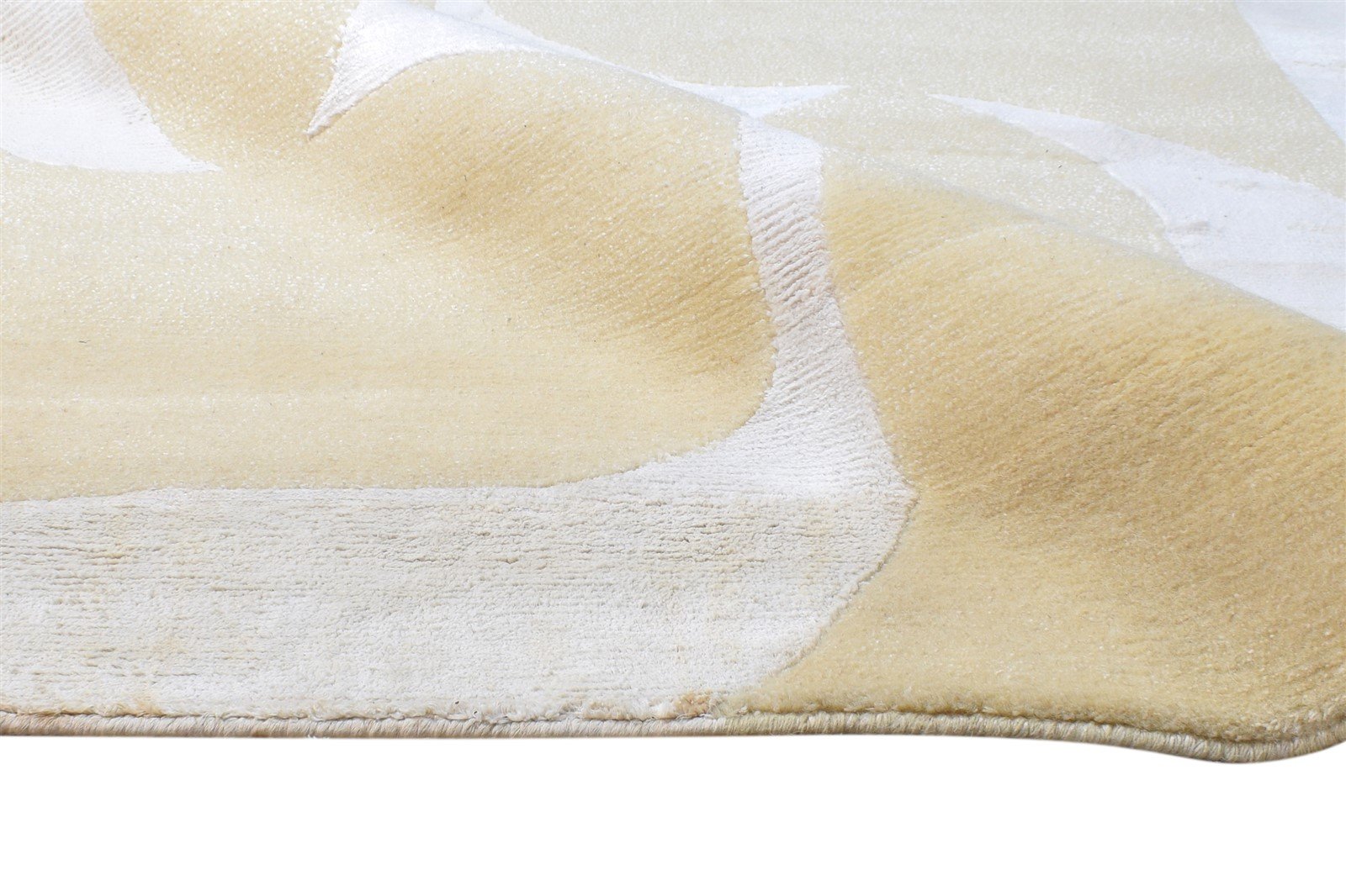 Hand Knotted Beige Wool / Silk Rug 6X8 Modern Scandinavian Abstract Room Size Area Rug