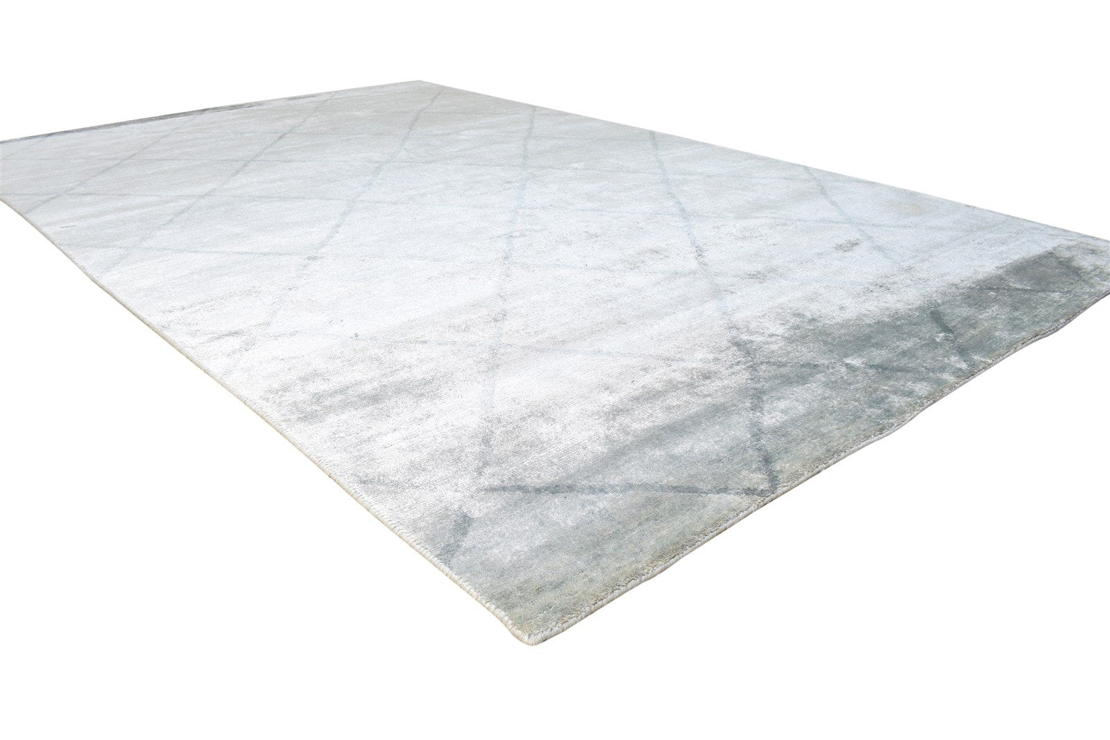 Grey Silk Rug 6' X 9' Modern Hand Knotted Moroccan Diamond Room Size Carpet Area Rug