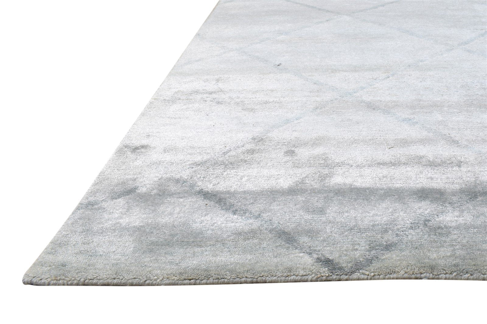 Grey Silk Rug 6' X 9' Modern Hand Knotted Moroccan Diamond Room Size Carpet Area Rug