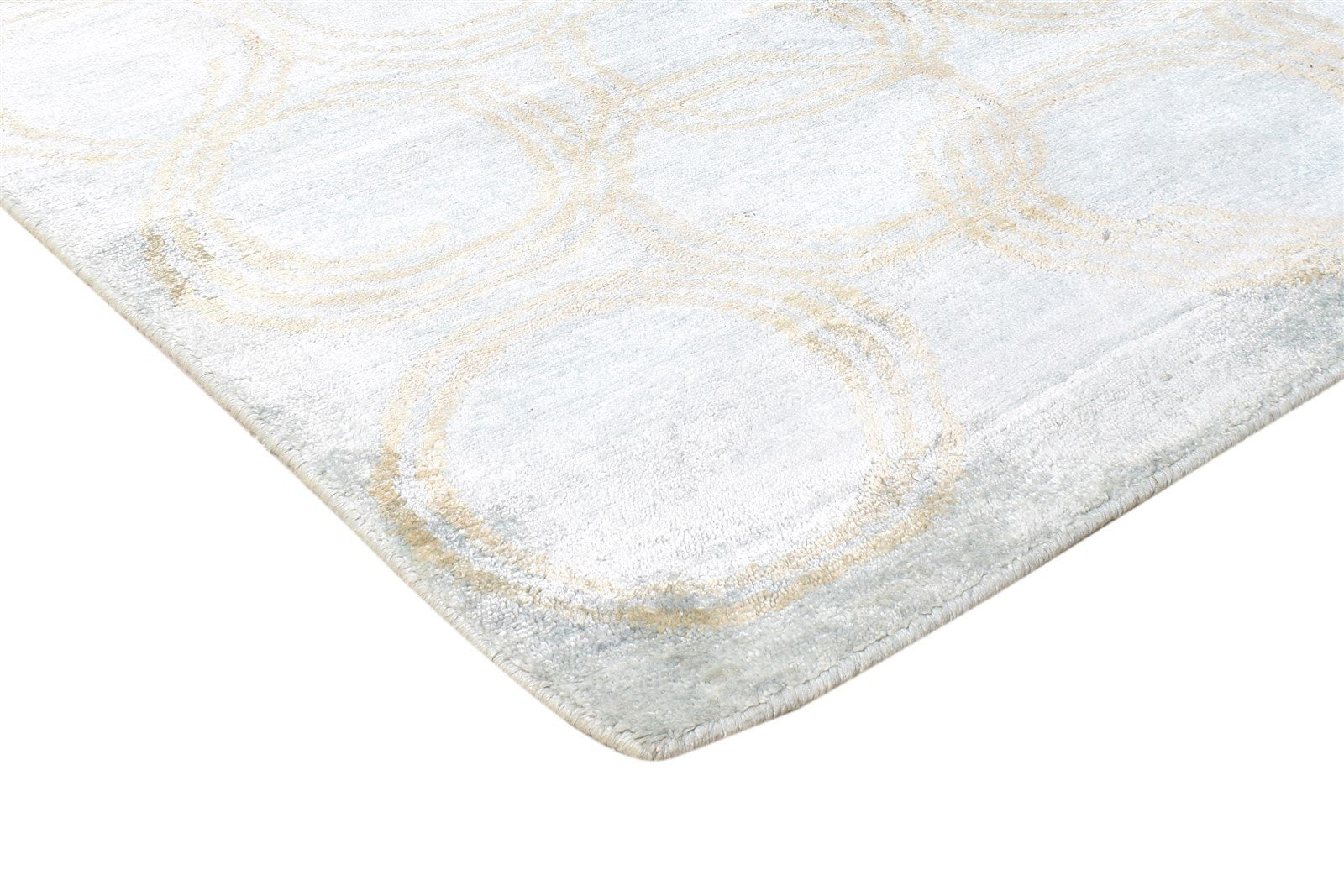 Silk Grey Rug 6' X 9' Modern Hand Knotted European Circles Room Size Carpet Area Rug