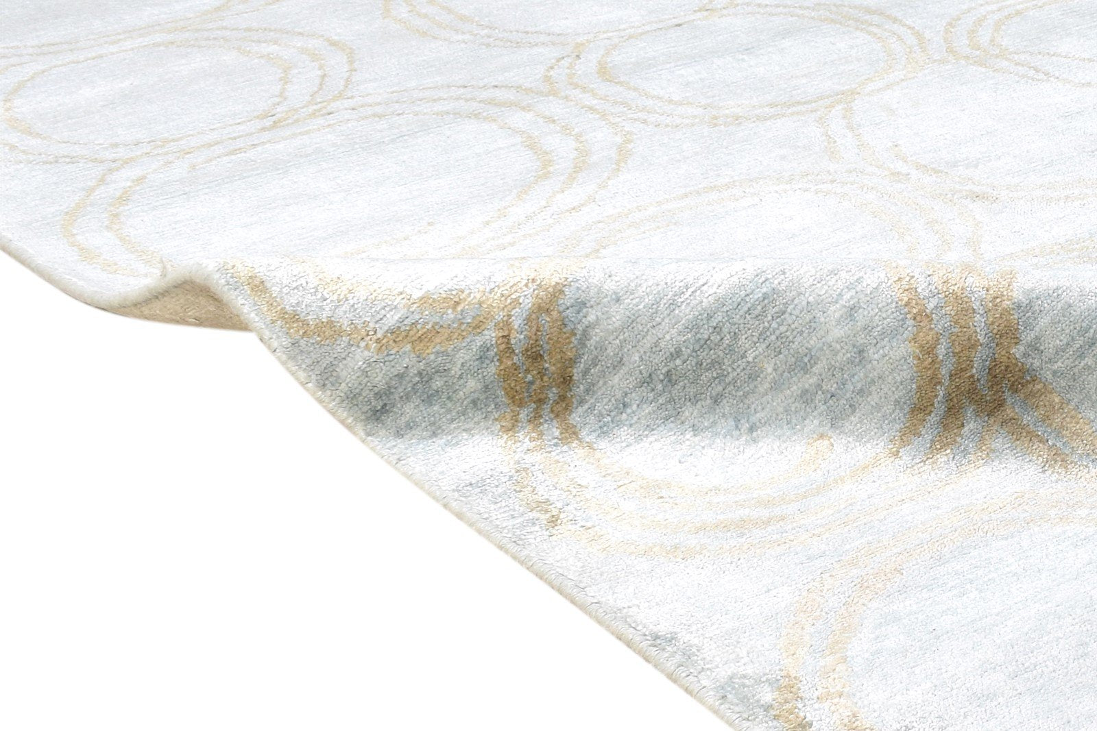 Silk Grey Rug 6' X 9' Modern Hand Knotted European Circles Room Size Carpet Area Rug