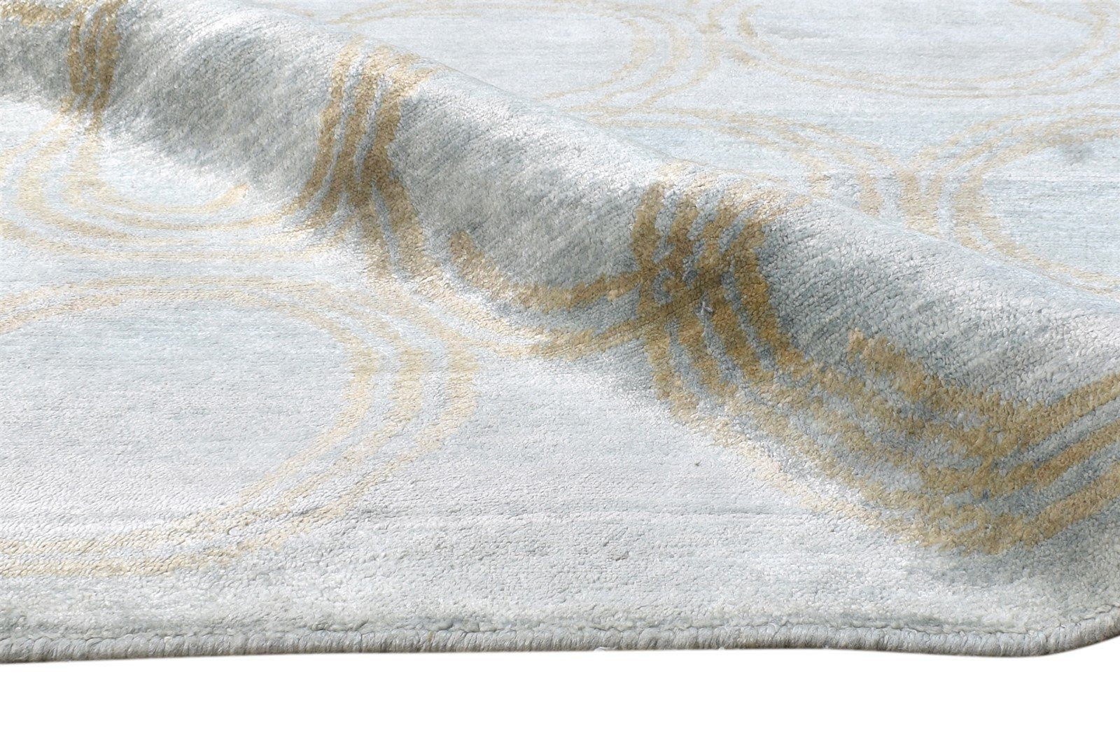 Silk Grey Rug 6' X 9' Modern Hand Knotted European Circles Room Size Carpet Area Rug