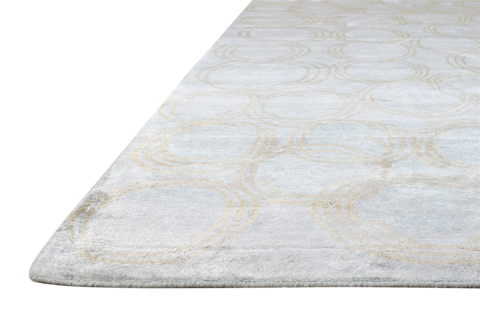 Silk Grey Rug 6' X 9' Modern Hand Knotted European Circles Room Size Carpet Area Rug