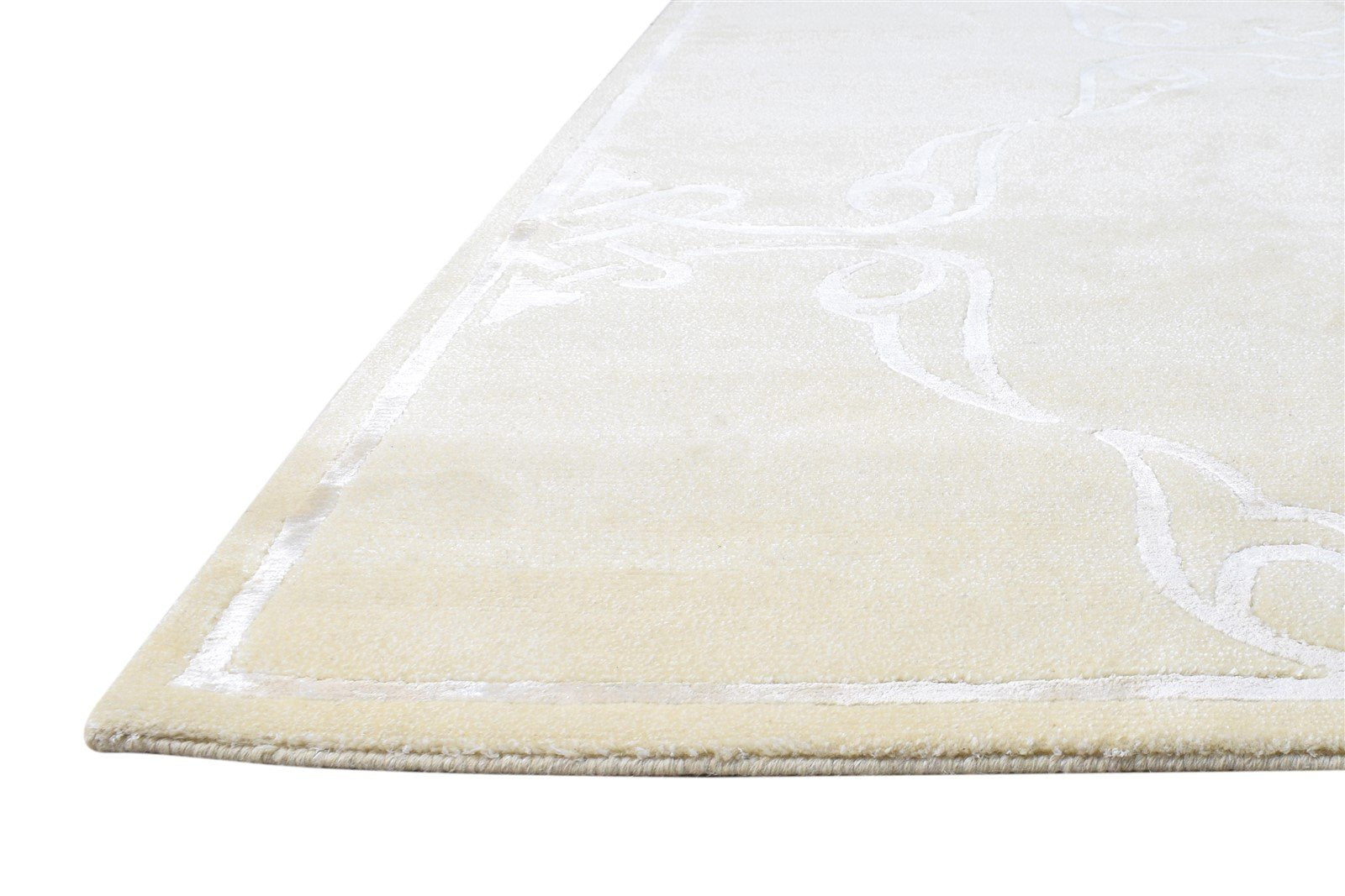 6X9 Rug Silk Beige Modern Hand Knotted Scandinavian Abstract Room Size Carpet Area Rug