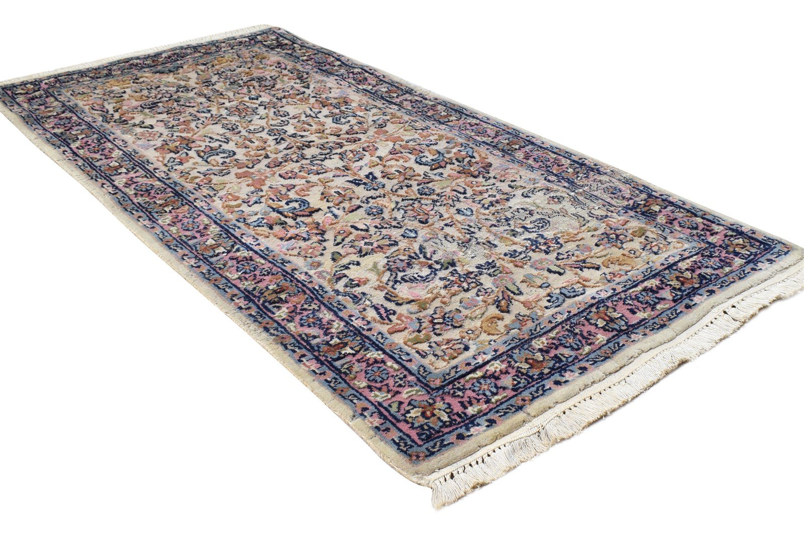 2' X 4' Rug Wool Beige Persian Hand Knotted Kashan Oriental Small Carpet Area Rug