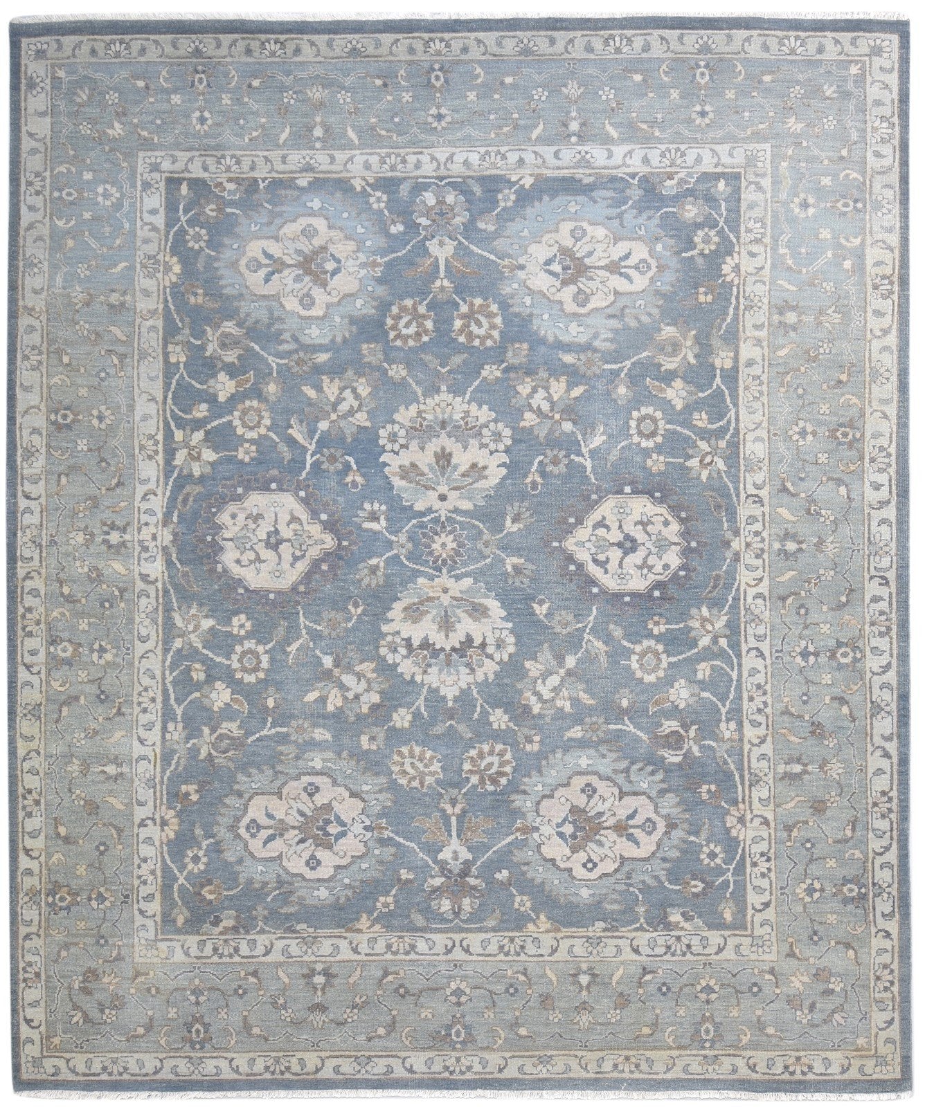 Grey Wool Rug 8' X 10' Persien Hand Knotted Oushak Oriental Large Carpet Area Rug