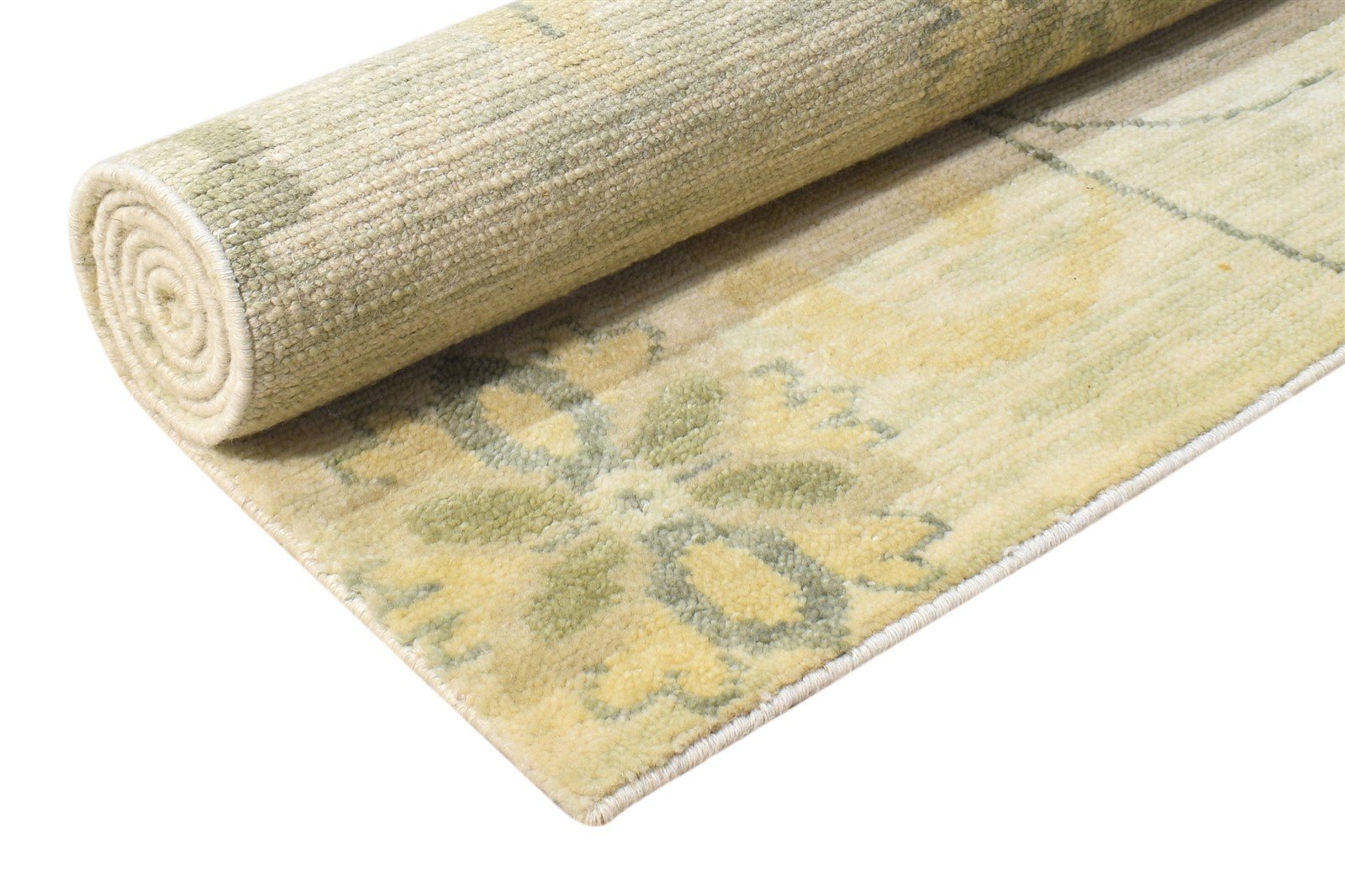 Beige Wool Rug 4' X 6' Modern Hand Knotted French Floral Room Size Carpet Area Rug