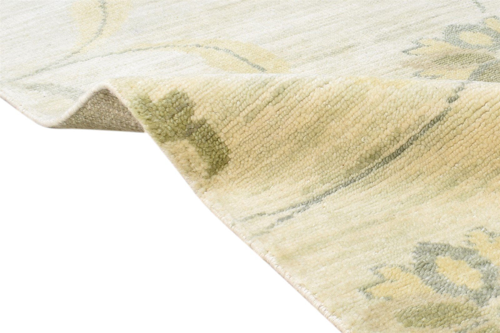 Beige Wool Rug 4' X 6' Modern Hand Knotted French Floral Room Size Carpet Area Rug