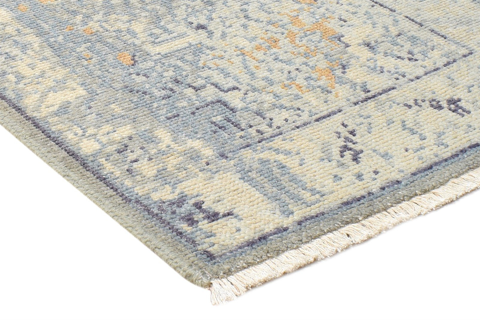 Wool Silk Grey Rug 2' X 3' Modern Hand Knotted American Abstract Small Carpet Area Rug