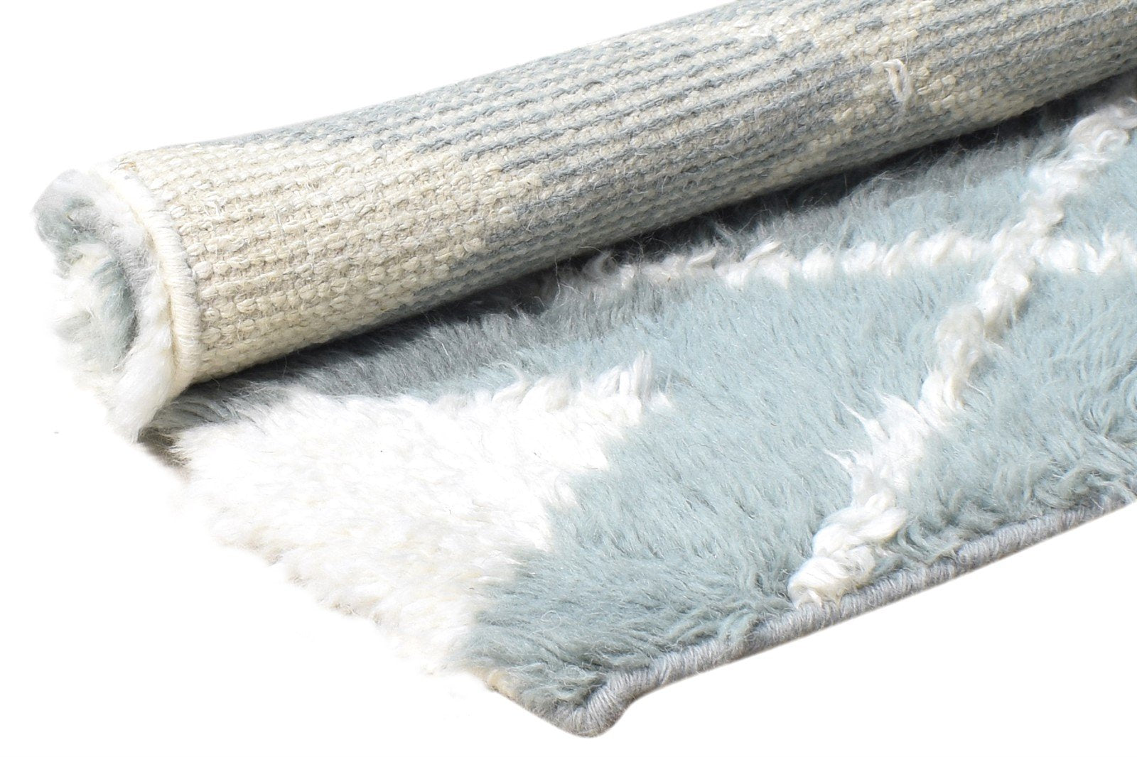 2' X 3' Rug Wool Blue Modern Hand Knotted Scandinavian Diamond Small Carpet Area Rug