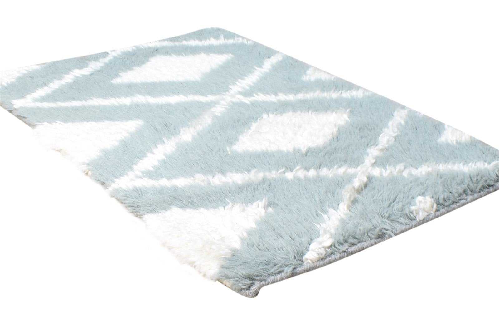 2' X 3' Rug Wool Blue Modern Hand Knotted Scandinavian Diamond Small Carpet Area Rug