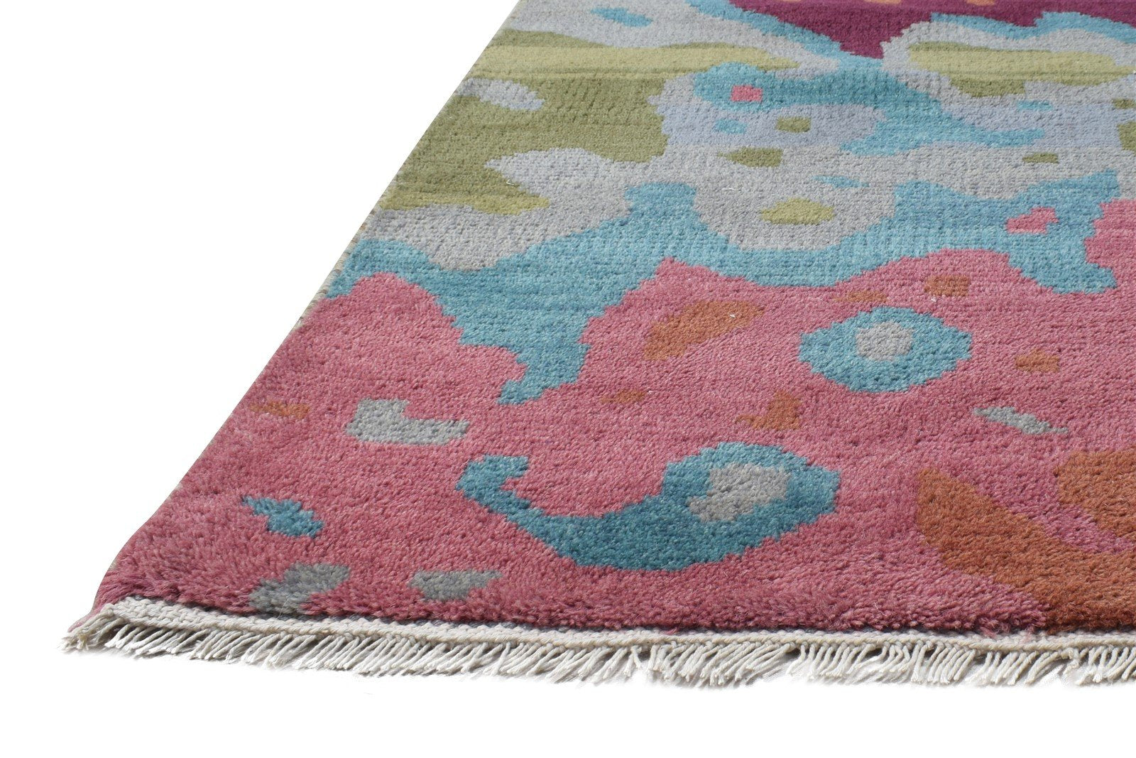 Hand Knotted Purple Wool Rug 6' X 9' Modern American Abstract Room Size Carpet Area Rug