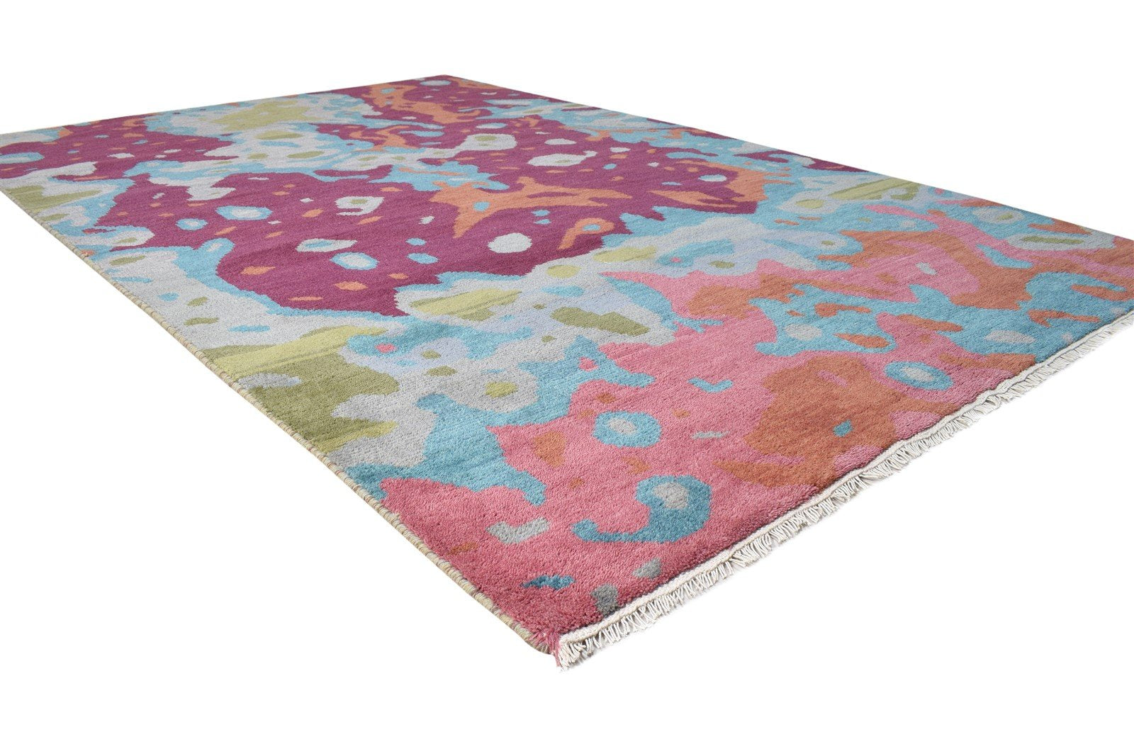 Hand Knotted Purple Wool Rug 6' X 9' Modern American Abstract Room Size Carpet Area Rug