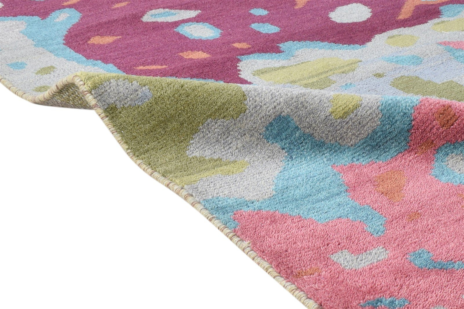 Hand Knotted Purple Wool Rug 6' X 9' Modern American Abstract Room Size Carpet Area Rug