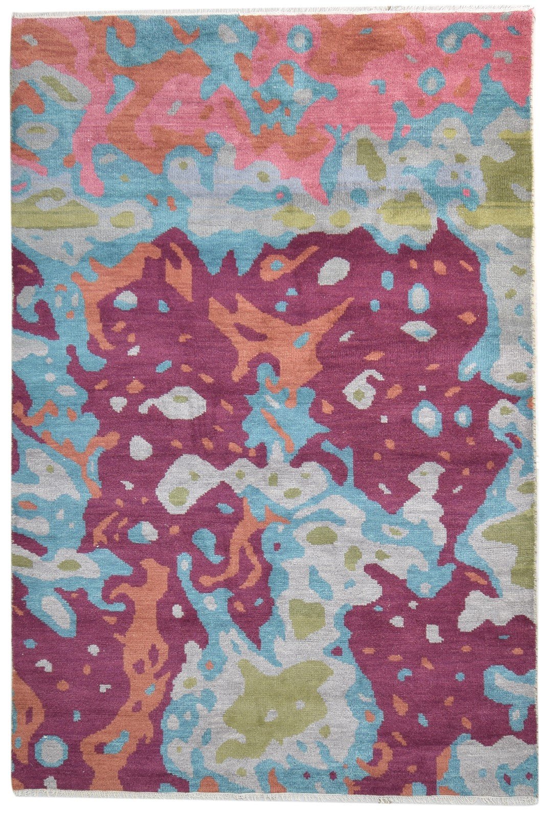 Hand Knotted Purple Wool Rug 6' X 9' Modern American Abstract Room Size Carpet Area Rug