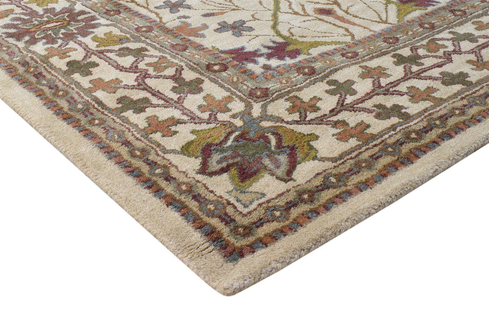 Beige Wool Rug 8' X 10' Persian Hand Tufted Oushak Oriental Large Carpet Area Rug