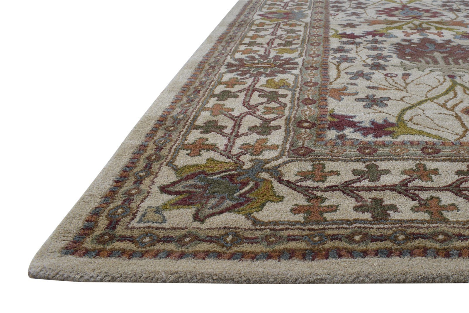 Beige Wool Rug 8' X 10' Persian Hand Tufted Oushak Oriental Large Carpet Area Rug