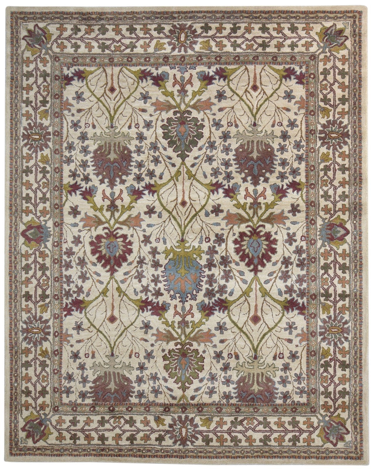 Beige Wool Rug 8' X 10' Persian Hand Tufted Oushak Oriental Large Carpet Area Rug