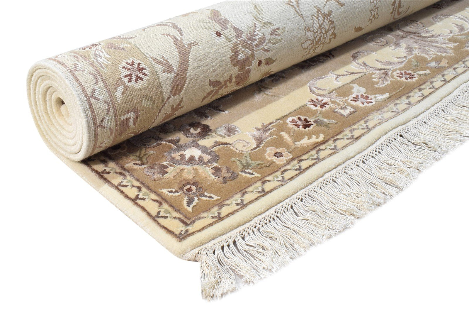 Beige Wool / Silk Rug 6X8 Persian Hand Knotted Abbuson Oriental Room Size Area Rug