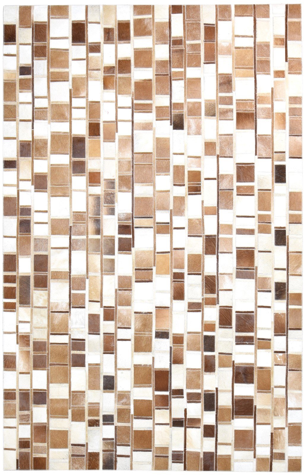 Leather Brown Rug 5X8 Modern Hand Woven Scandinavian Geometric Room Size Carpet Area Rug