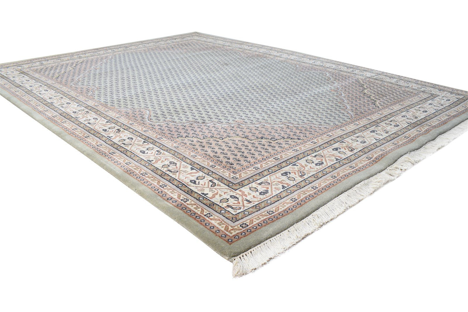 Hand Knotted Grey Wool Rug 6' X 8' Persian Qum Oriental Room Size Carpet Area Rug