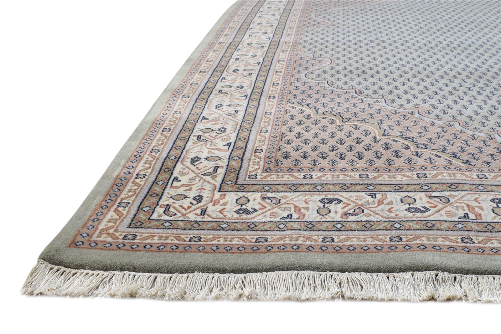 Hand Knotted Grey Wool Rug 6' X 8' Persian Qum Oriental Room Size Carpet Area Rug