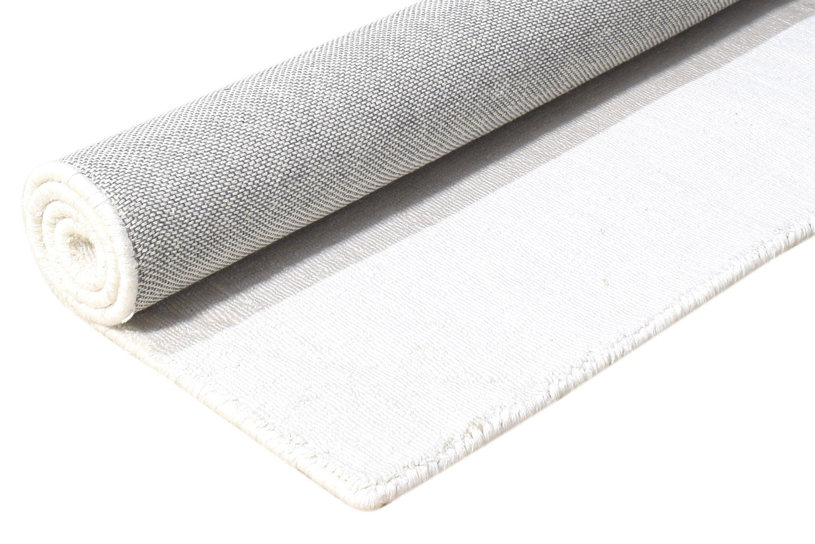 Off-White Silk Rug 2' X 3' Modern Handloom Scandinavian Solid Small Carpet Area Rug