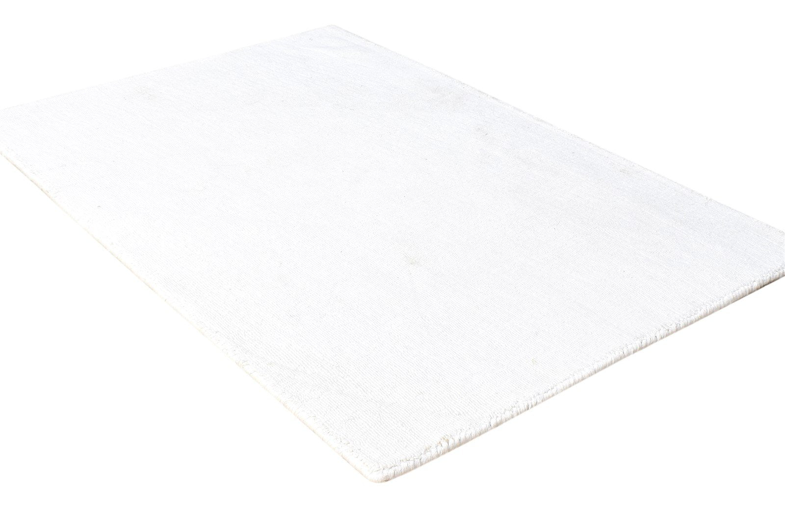 Off-White Silk Rug 2' X 3' Modern Handloom Scandinavian Solid Small Carpet Area Rug