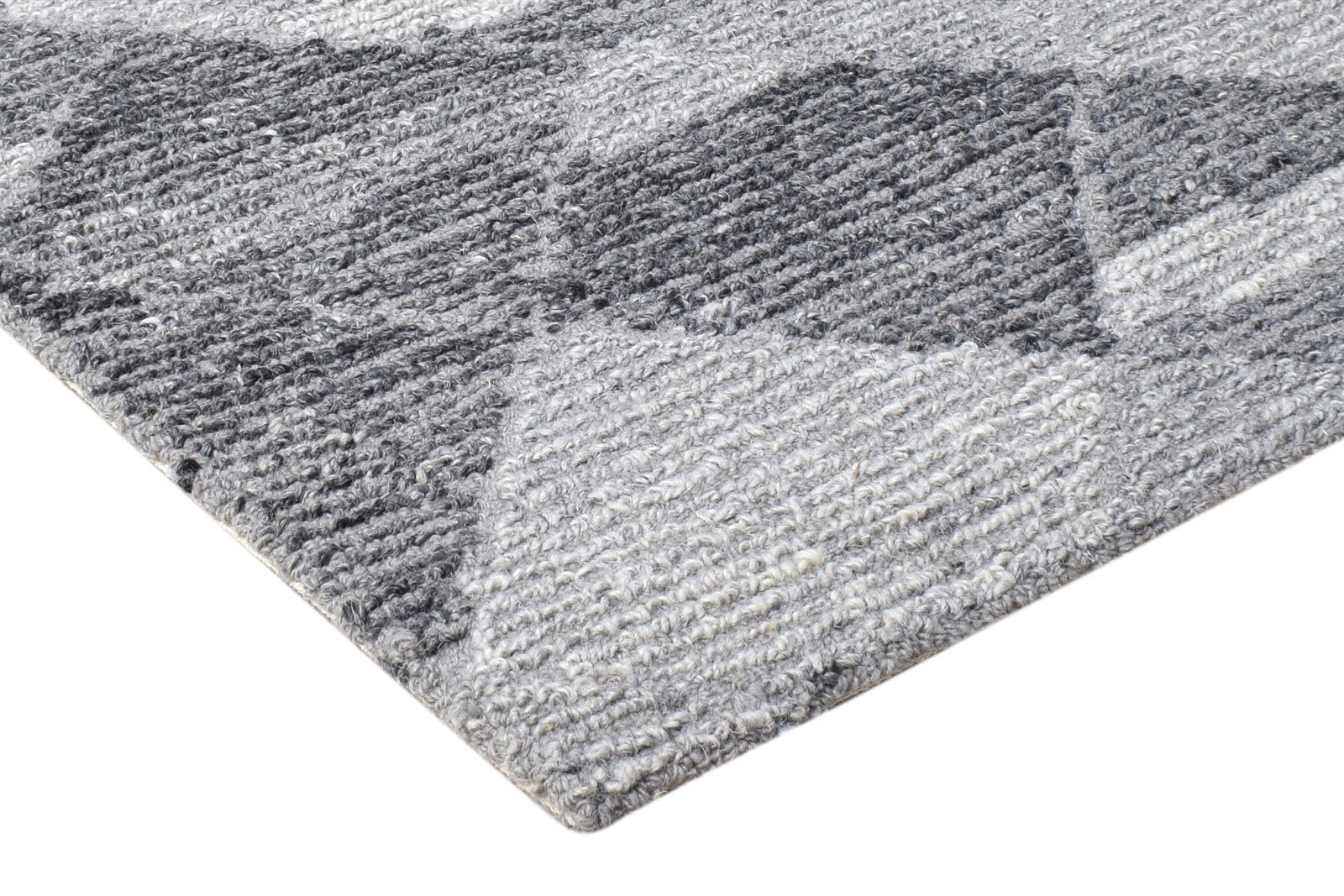 Hand Tufted Charcoal Wool Rug 2' X 3' Modern Scandinavian Diamond Small Carpet Area Rug