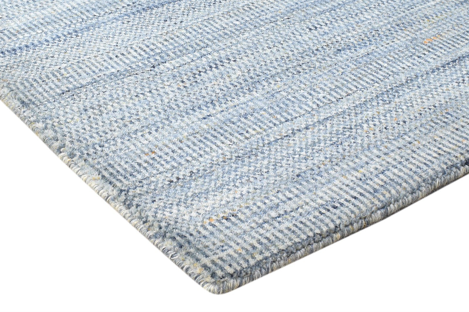 Handloom Blue Wool Rug 2' X 3' Modern Agra Grass Trellis Small Carpet Area Rug