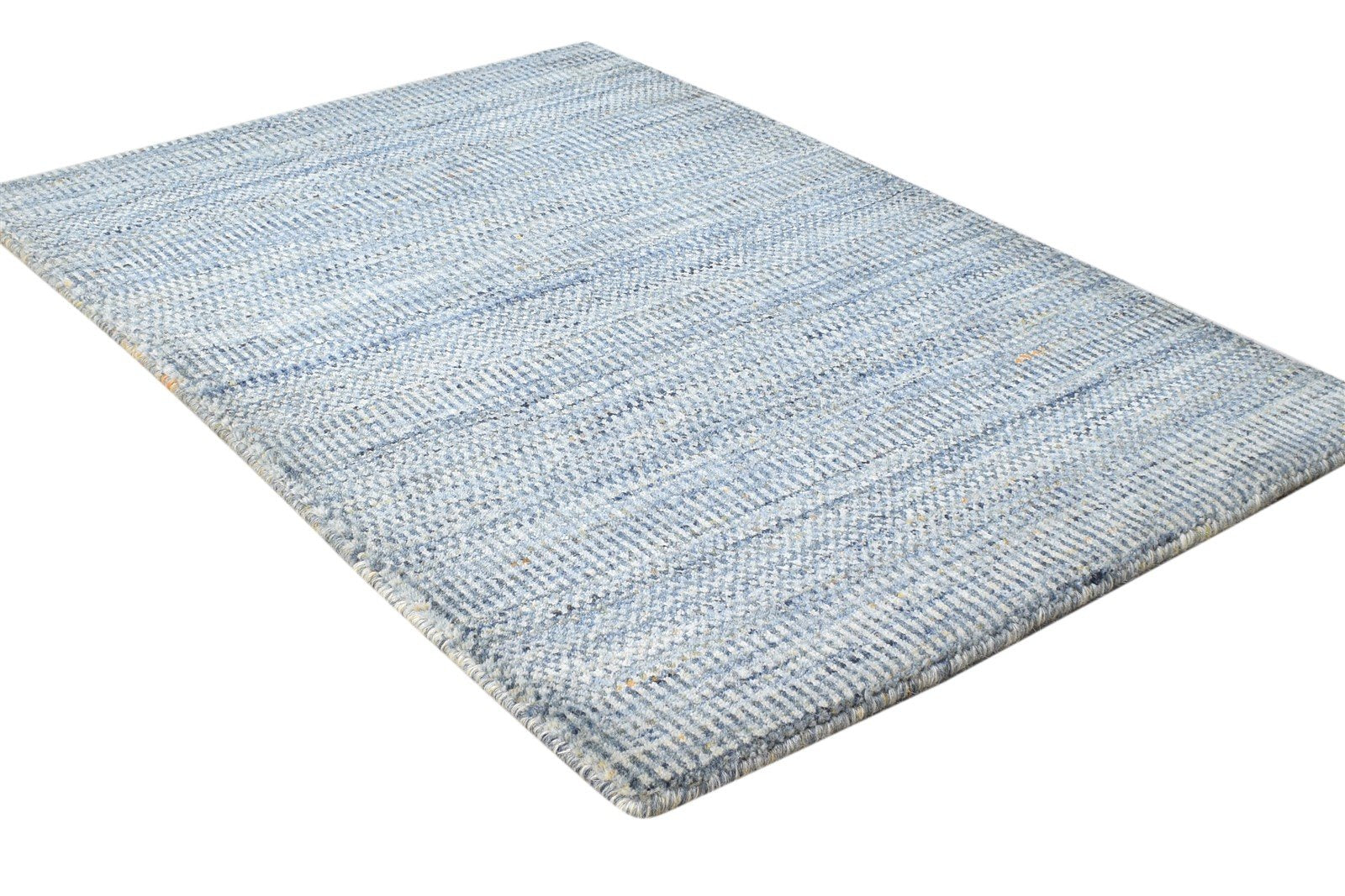 Handloom Blue Wool Rug 2' X 3' Modern Agra Grass Trellis Small Carpet Area Rug