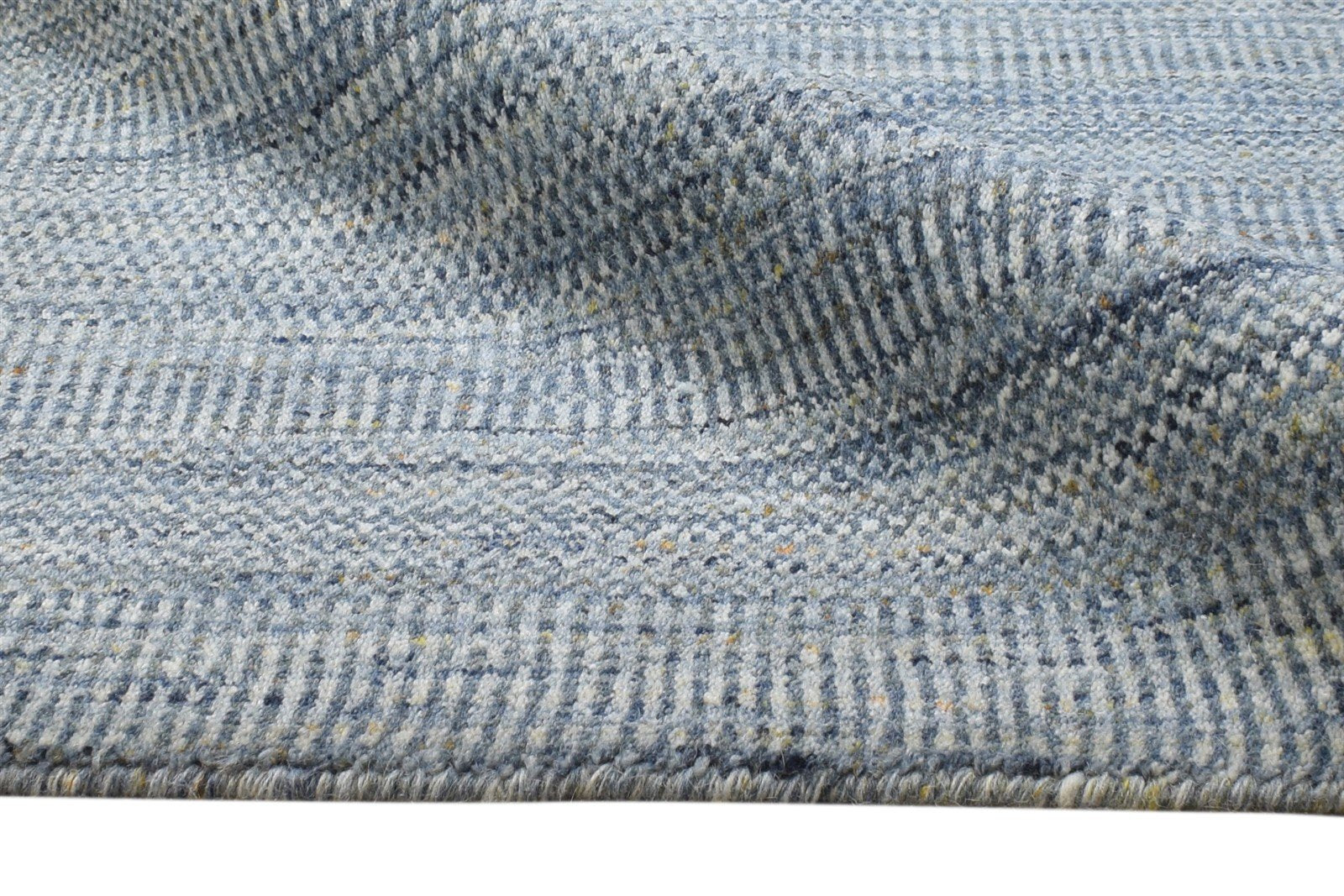 Handloom Blue Wool Rug 2' X 3' Modern Agra Grass Trellis Small Carpet Area Rug