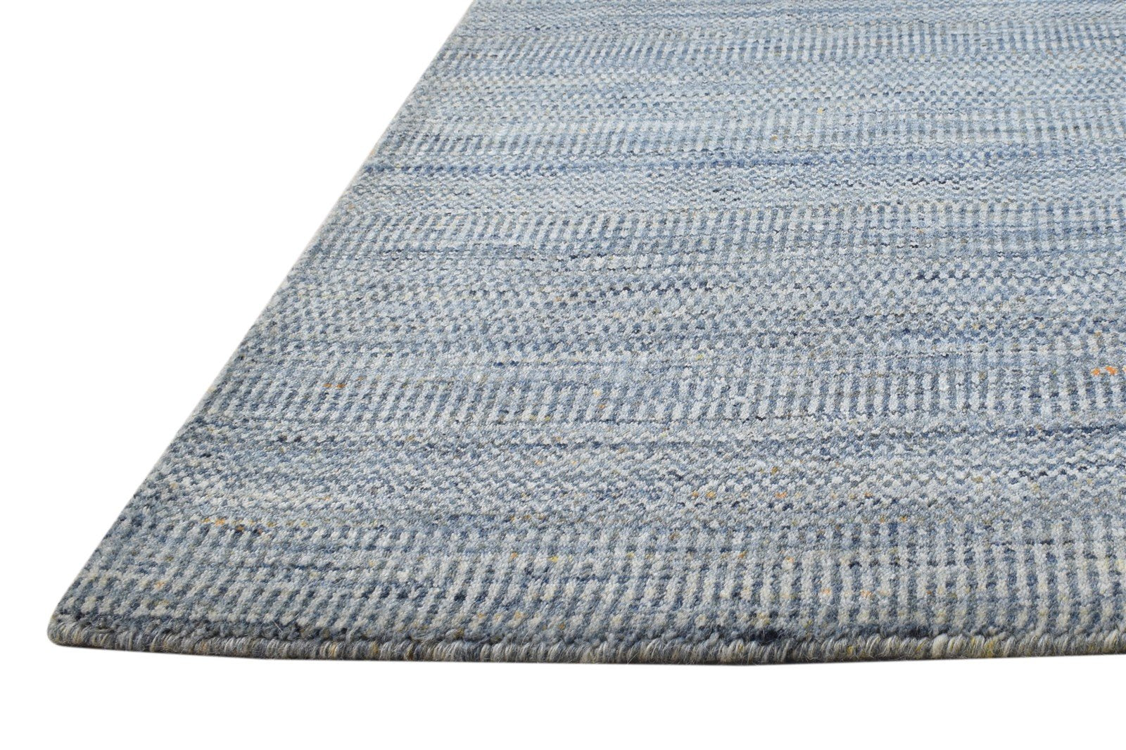 Handloom Blue Wool Rug 2' X 3' Modern Agra Grass Trellis Small Carpet Area Rug
