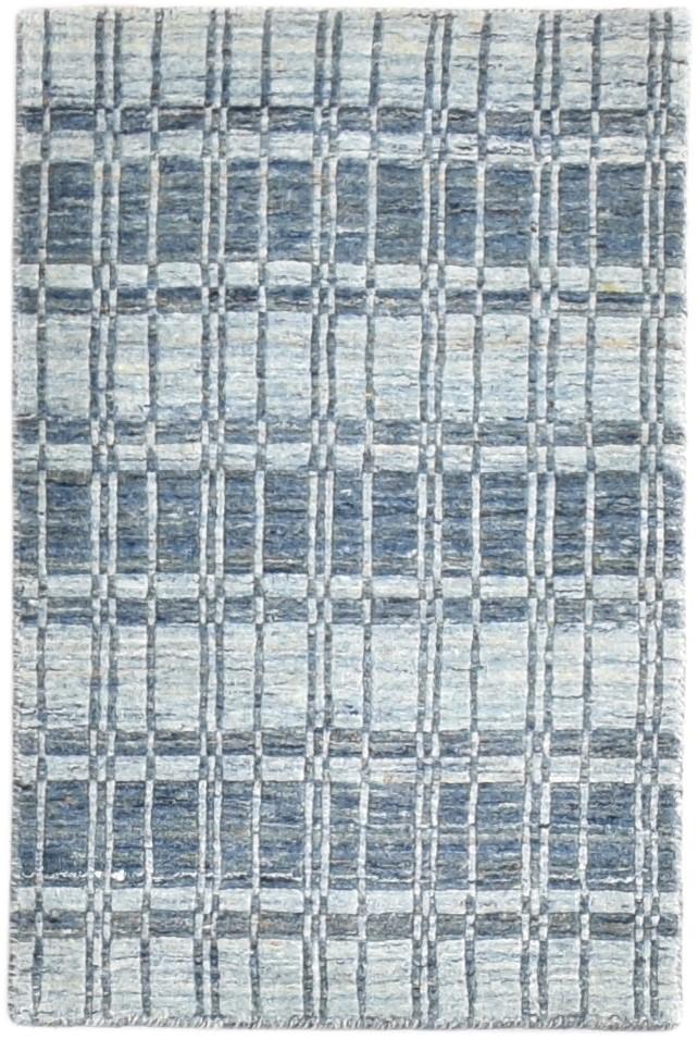 Blue Wool Rug 2' X 3' Modern Handloom Moroccan Modern Small Carpet Area Rug