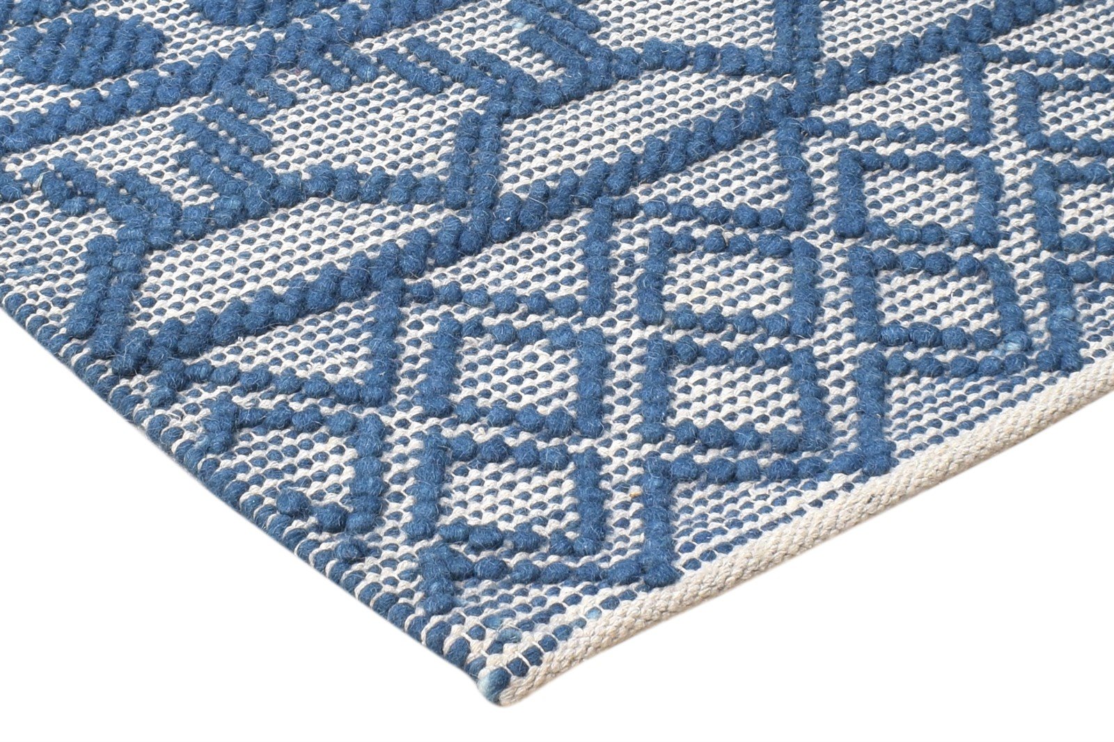 Wool Blue Rug 2' X 3' Modern Hand-Hooked Moroccan Modern Small Carpet Area Rug