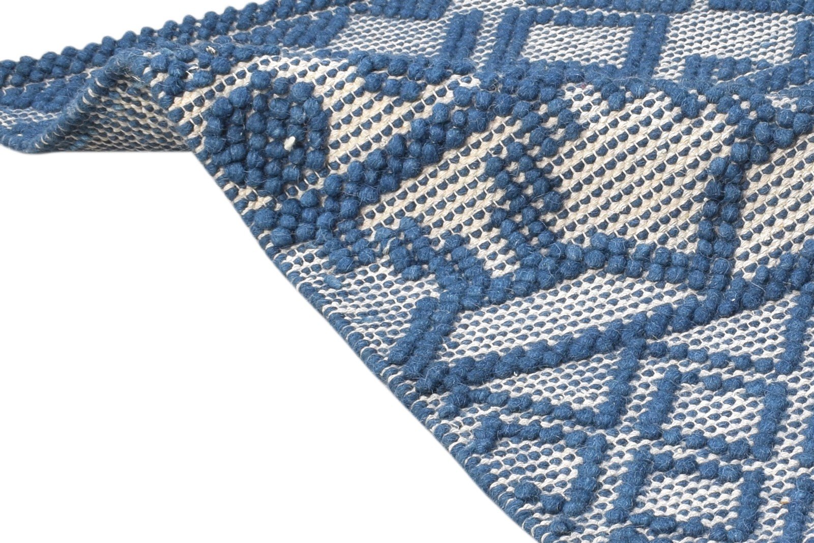 Wool Blue Rug 2' X 3' Modern Hand-Hooked Moroccan Modern Small Carpet Area Rug