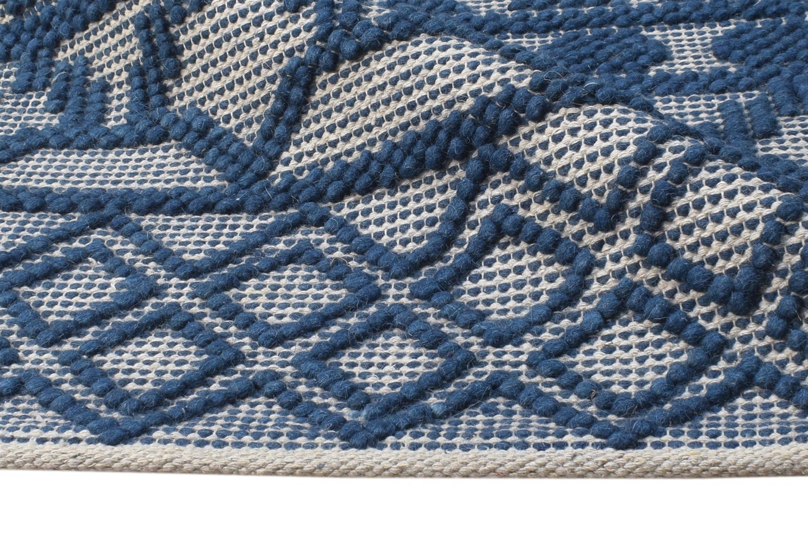 Wool Blue Rug 2' X 3' Modern Hand-Hooked Moroccan Modern Small Carpet Area Rug