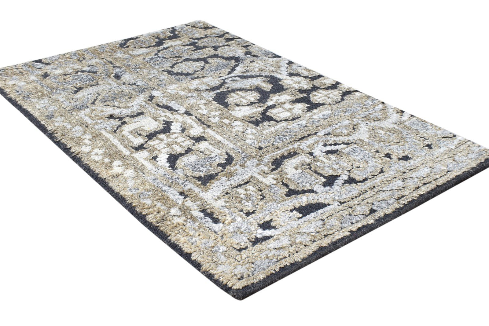 Wool Black Rug 2' X 3' Persian Hand Knotted Bijar Oriental Small Carpet Area Rug