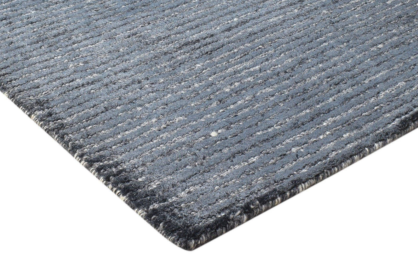 Handloom Black Wool / Silk Rug 2' X 3' Modern Scandinavian Striped Small Carpet Area Rug