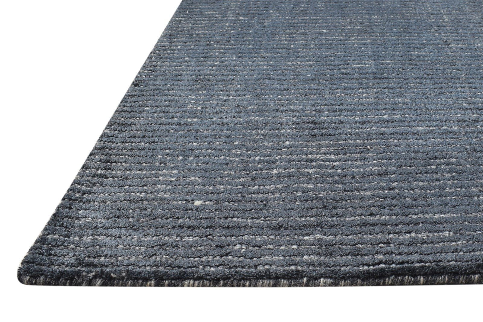Handloom Black Wool / Silk Rug 2' X 3' Modern Scandinavian Striped Small Carpet Area Rug